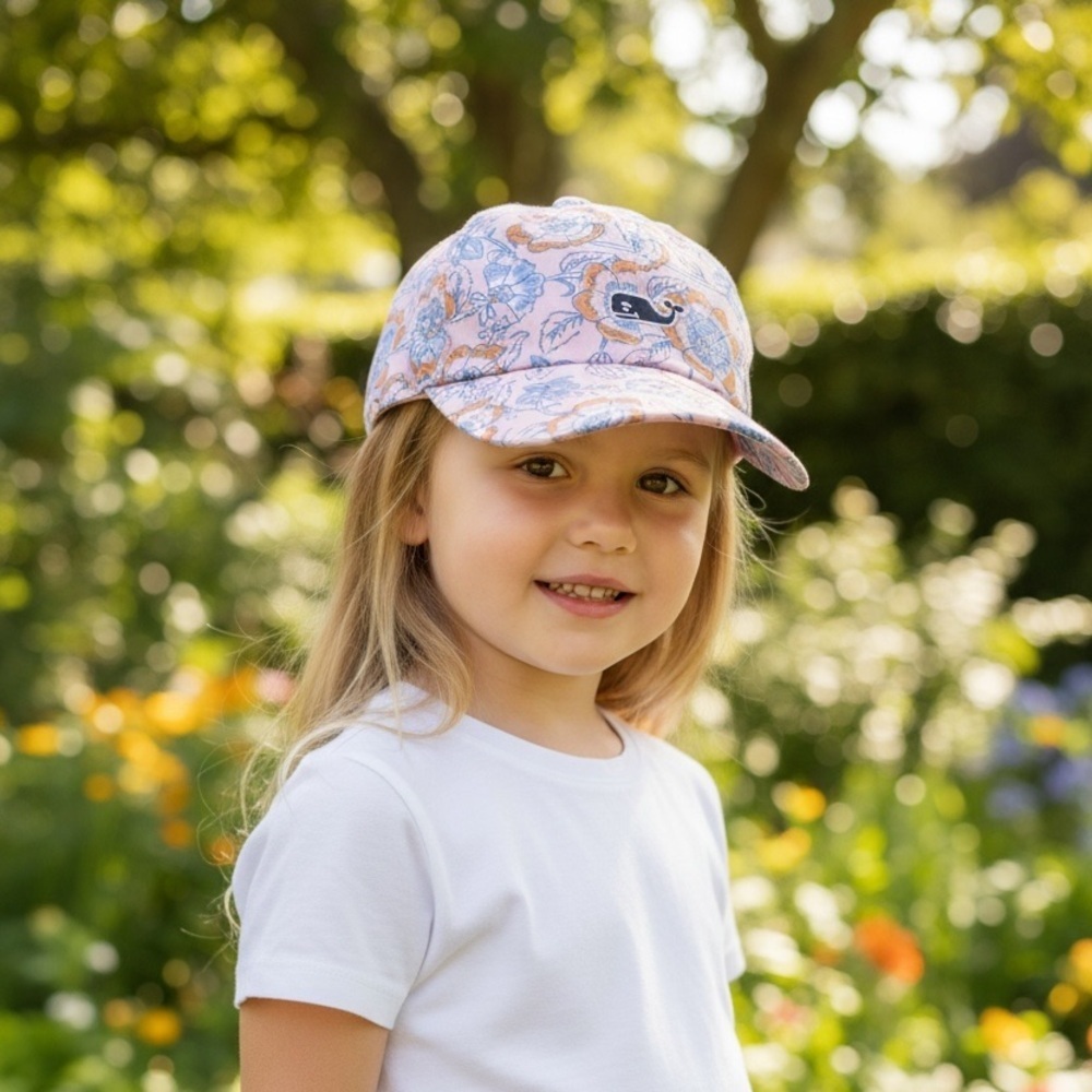Vineyard Vines Girls Floral Whale Hat Pink | NWT | 52 cm